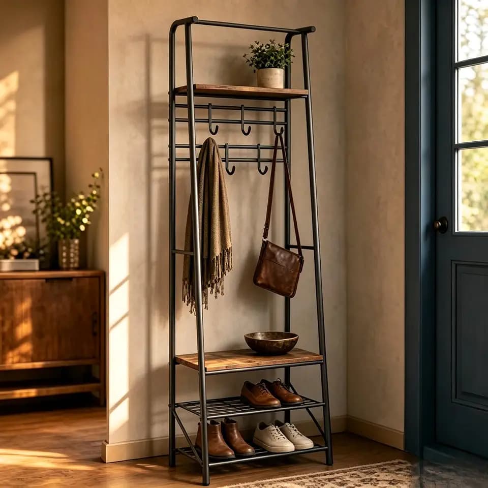 Garvee Hall Tree with Bench and Shoe Storage, 4-in-1 Entryway Coat Rack