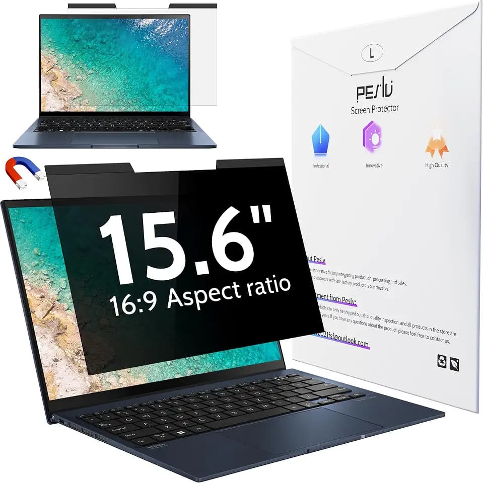 Peslv Magnetic Laptop Privacy Screen 15.6 Inch 16:9 Aspect Ratio