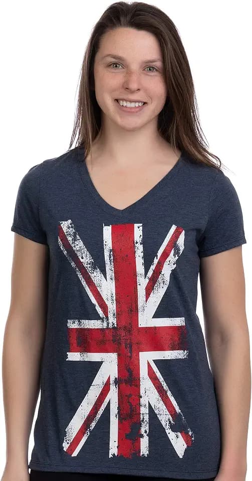 Nations of The World - National Pride Flag Symbol Arms Tee V-Neck T-Shirt Top for Women