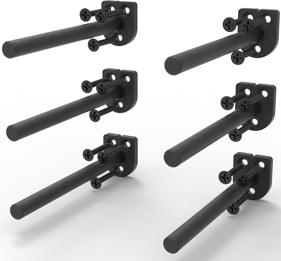 8 in Hidden Floating Shelf Brackets 6 Pack, 1/4" Thick Heavy Duty