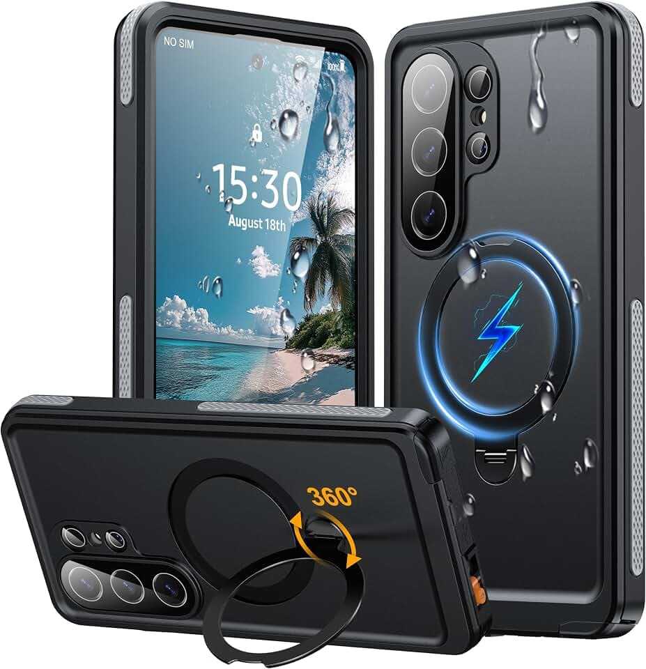 Magnetic & Stand for Samsung Galaxy S26 Ultra Case IP68 Waterproof-Black