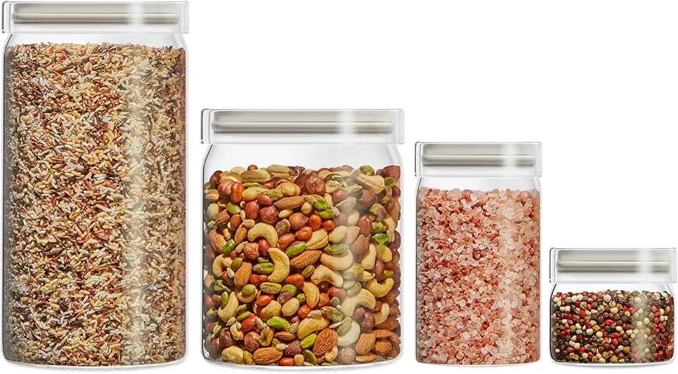 Pyrex 4-Pack Glass Canister Set - Lightweight Dry Food Storage Containers