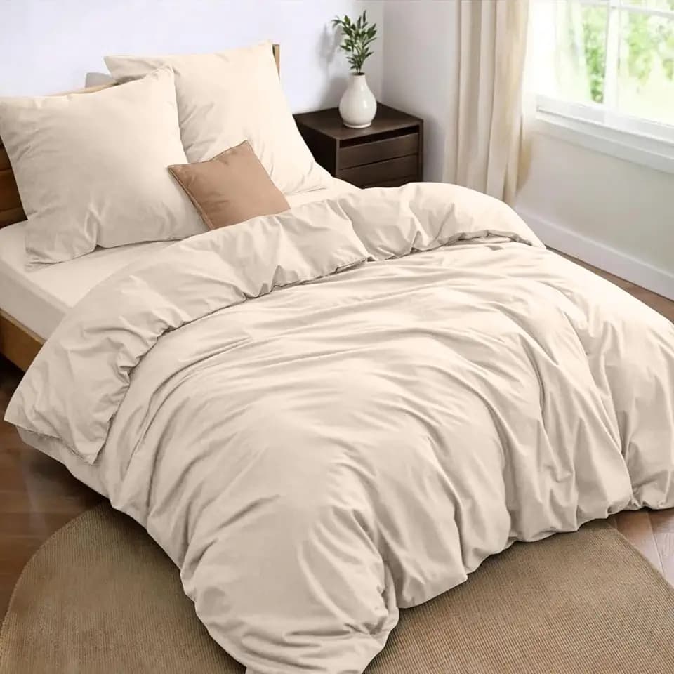 Dreamzie - Bettwäsche-Set 220x240 cm - 4-Teilig - Mikrofaser - Beige