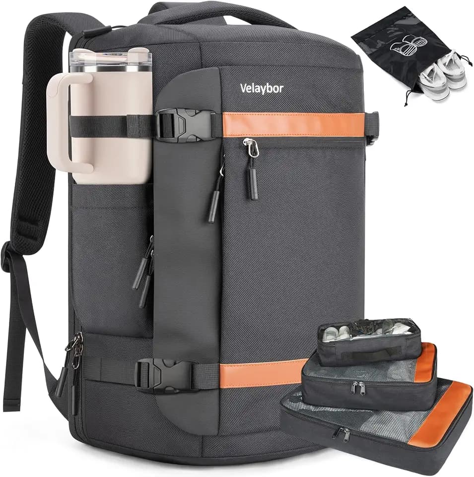 42L Carry On Travel Backpack With 4 Packing Cubes, TSA Friendly