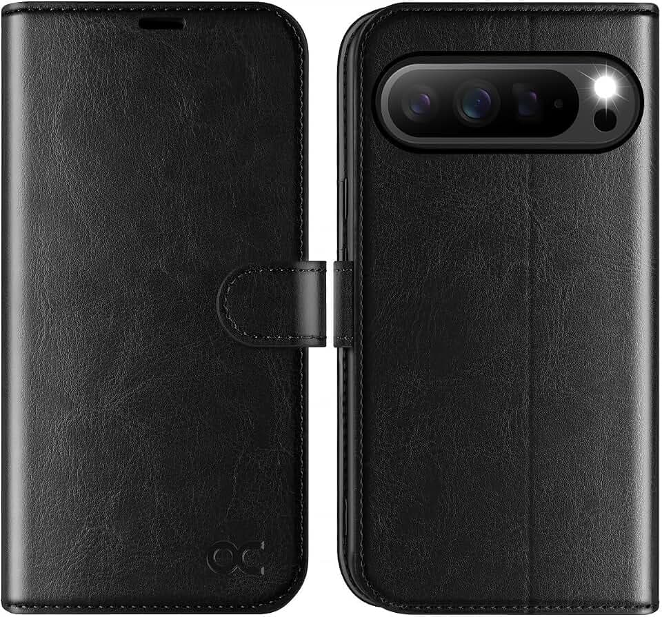 OCASE Hülle für Google Pixel 10 Pro XL Premium PU Leder Schwarz