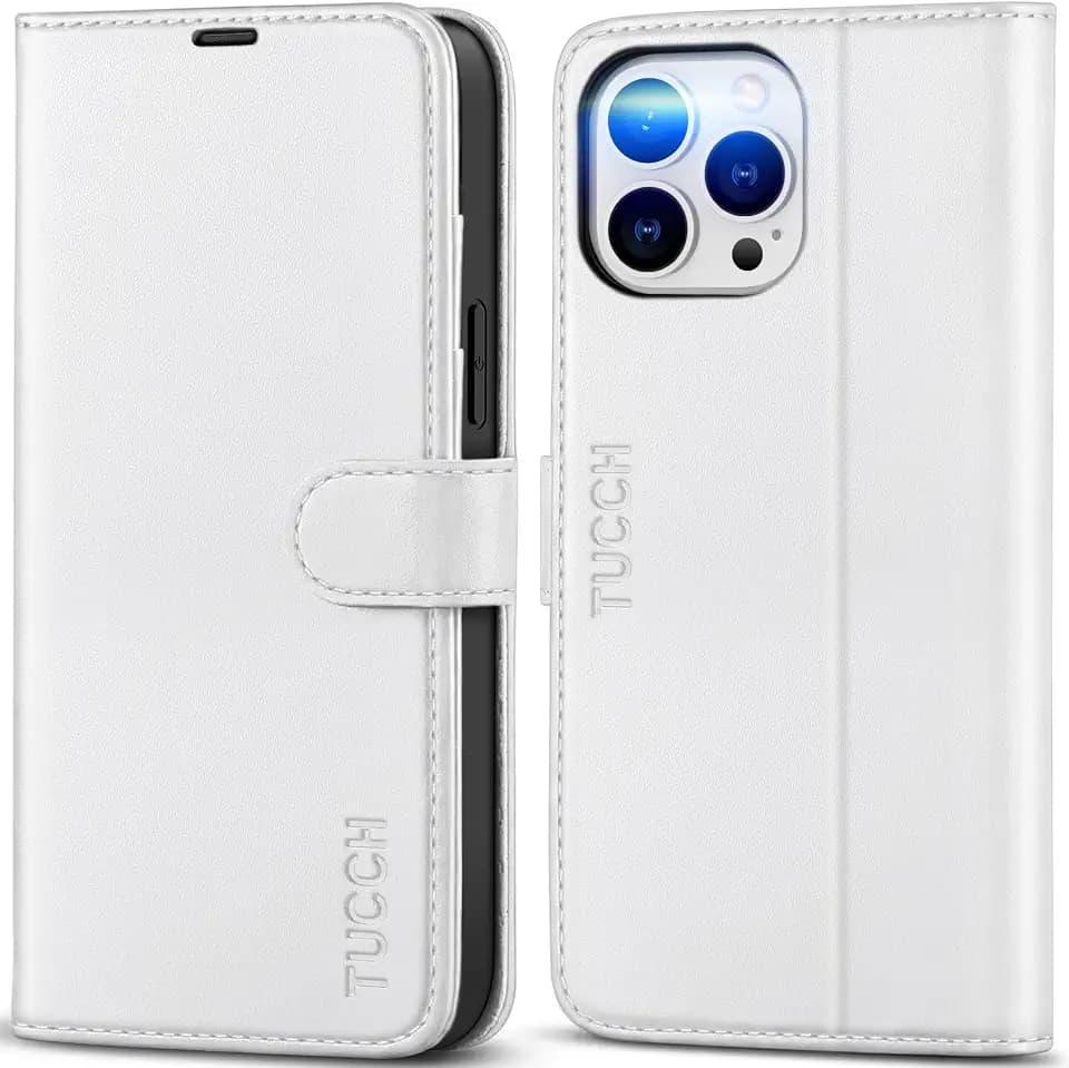 TUCCH Wallet Case for iPhone 13 Pro Max (6.7") 2021, 4 Card Holders, White