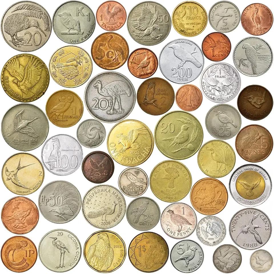 20 Different Fantasy Coins Featuring Birds - Eagles, Parrots, Hawks, Roosters and More - Authentic World Novelty Token Collection