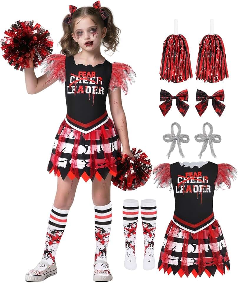 IBQ Kids Zombie Cheerleader Costume Girls Scary Halloween Costumes