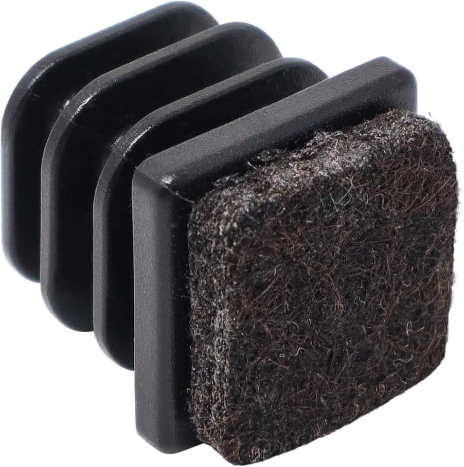 Adsamm® / 16 x Lamellenstopfen mit Filz/Schwarz/ø 16x16-18x18 mm/Quadratisch/Möbelgleiter für Stahlrohrstühle/Endkappen für Vierkant-Rohre
