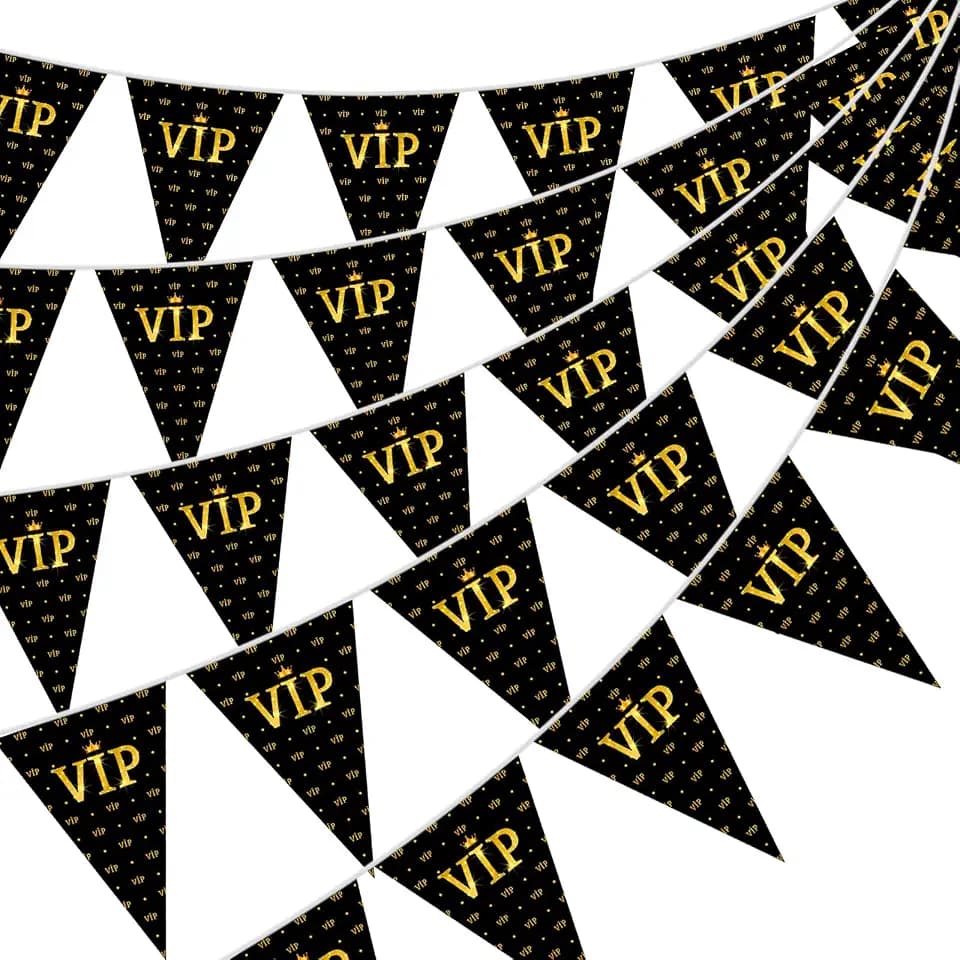 Faccito 5 Pieces 49 ft VIP Pennant Banners, Movie Night Banner Decorations