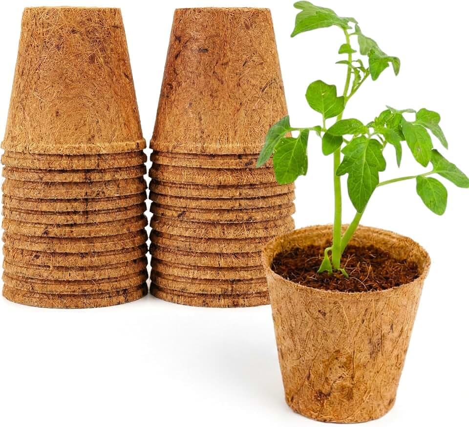 PlantBest 3 Inch Coconut Coir Biodegradable Pots - 22-Pack