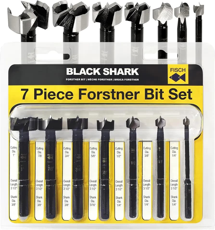 Forstner Bit Set Precision Black Shark (1/4" to 1") - 7 Pcs in Blister Pack