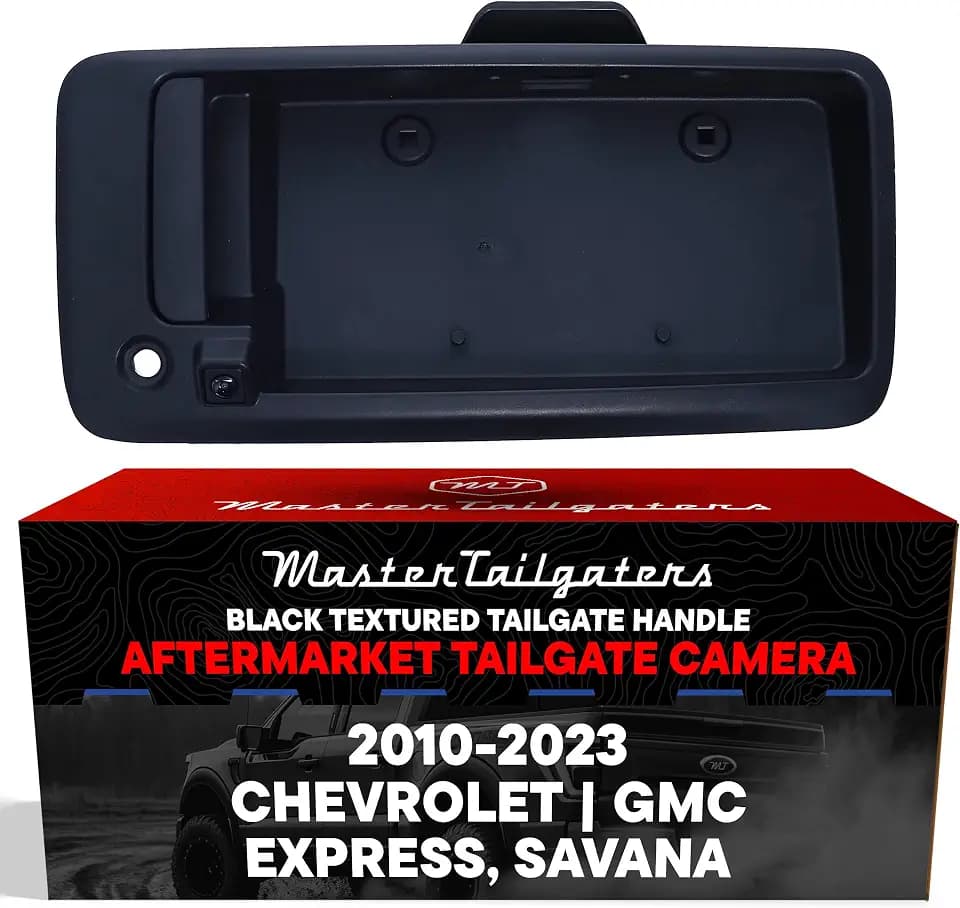 Master Tailgaters Black Cargo Door Van Handle with Backup Camera Replacement for Chevrolet Express/GMC Savana (2010-2023) | IP68 Waterproof | Parking Grid Lines Available | Easy to Install