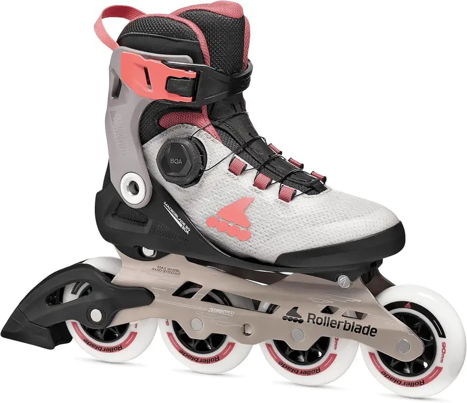Rollerblade Macroblade 90 BOA® Women's Adult Fitness Inline Skate, Grey/Amethyst Rose, Performance Inline Skates