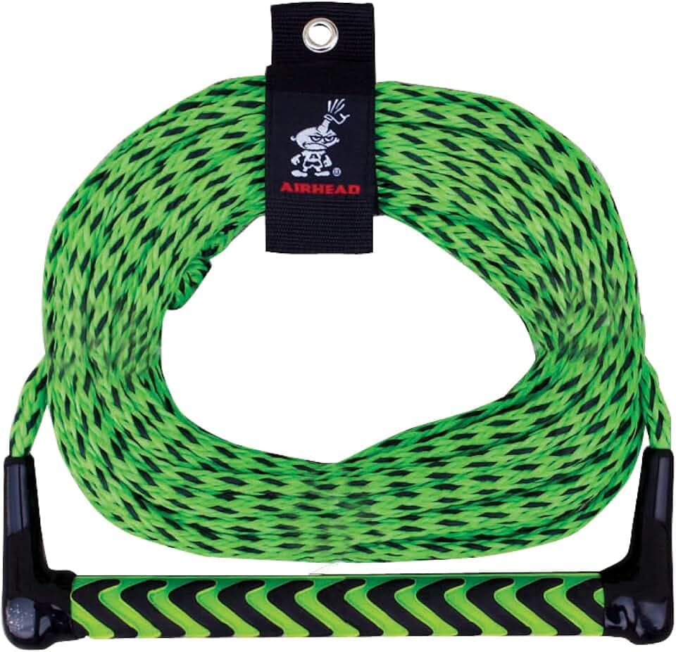 Airhead Water Ski Rope with EVA Handle, 1 Section for Tubing, Water Skis and Wakesurf Boards,Green and Black