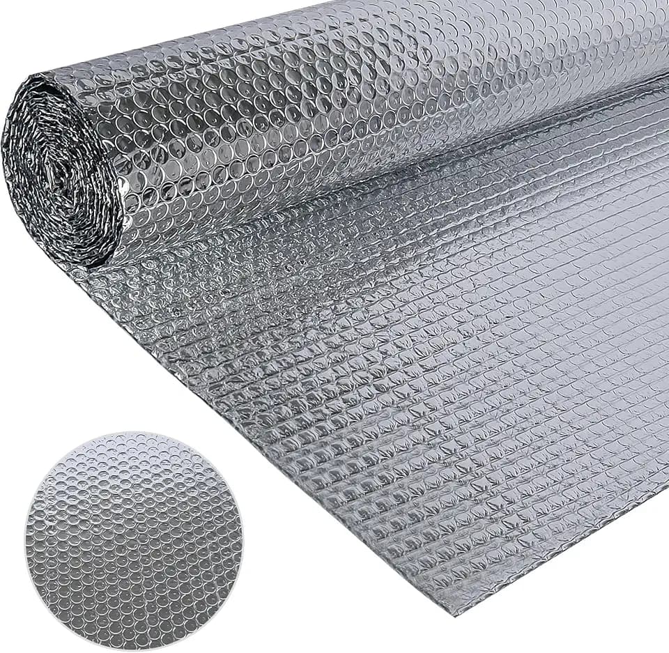 Doppelseitige Aluminiumfolie Isolierung 60 cm X 3 m,3mm Dicke Isolierfolie Dämmfolie Reflexionsfolie, Alu-Luftpolsterfolie Heizkörper Isolierung für Fahrzeuge, Dächer, Fenster, Rohre usw