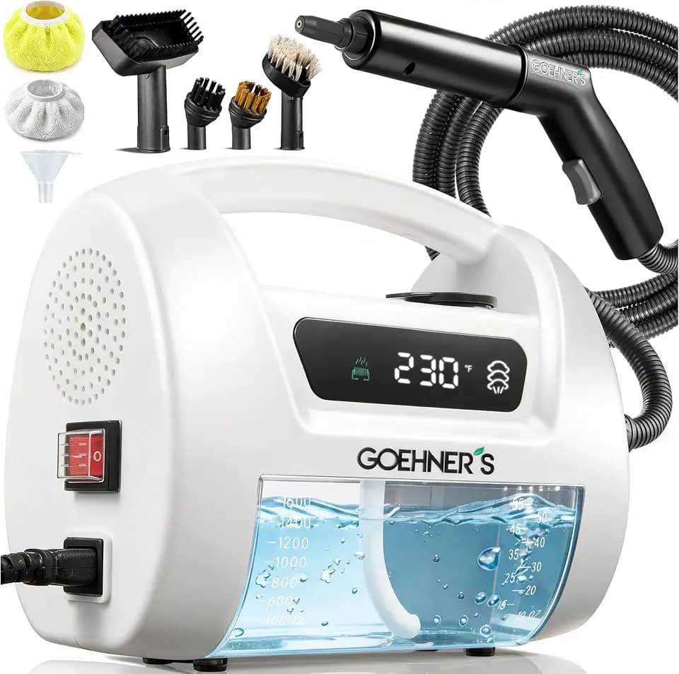 2026 Upgraded Handheld Steam Cleaner, 230°F/3.5 Bar High-Pressure Portable Hand Held Steamer for Home & Car, 30s Heat-Up, Chemical-Free Deep Cleaning for Kitchen, Bathroom, Grout (Pure White)