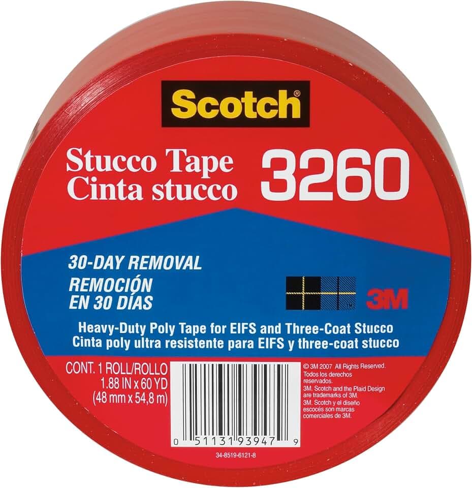Scotch Stucco Tape, 2 Inch Wide, Red, 1 Roll