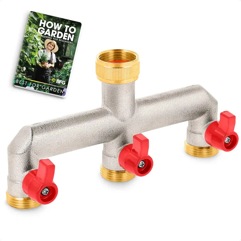 BFG 3-Wege-Verteiler mit 3/4-Zoll-Hahn, Messing, mit Absperrkugelhähnen, für Wasser, Adapter, Ventil, vernickelt BR-3132
