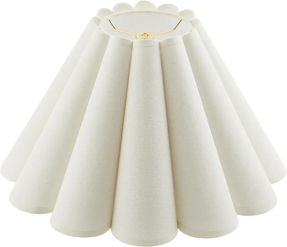 Aspen Creative 34087 Box Pleated Large Empire Spider Construction Lamp Shade, Cream Linen Fabric, 6" Top x 16" Bottom x 10" Slant