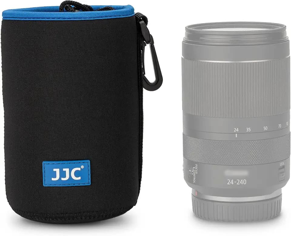 JJC Neoprene Camera Lens Pouch Case, Drawstring Bag for Lens up to 3.5x6.7"