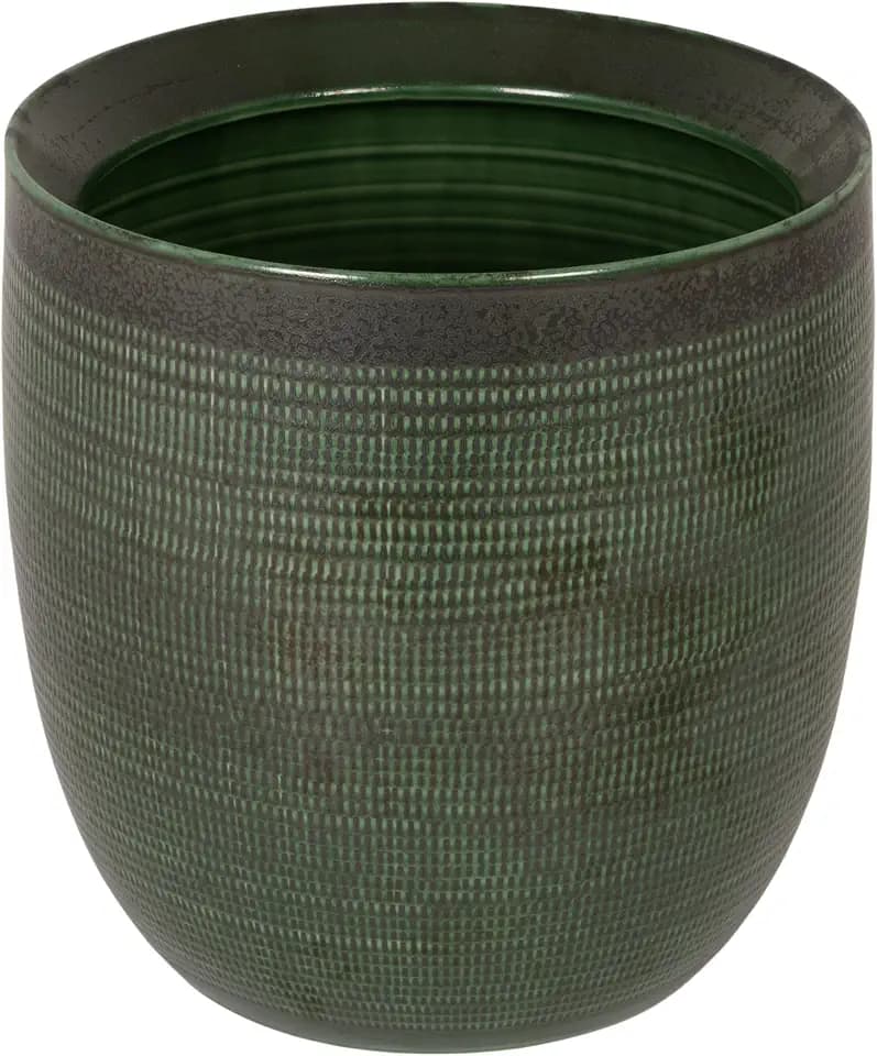 Creative Co-Op Textured Stoneware Planter, Green