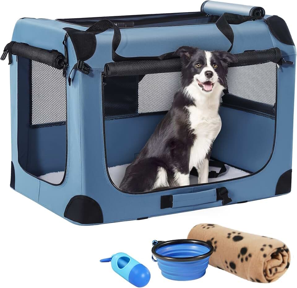 Petprsco Portable Dog Crates for Medium Dogs, 32"x23"x23" Travel Dog Crate