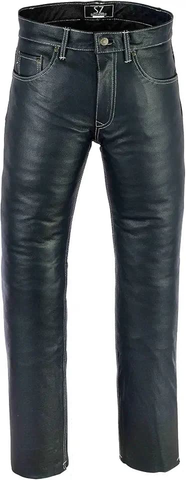 Shamzee Lederhose Leder Jeans Hose aus Nappa Leder Echtleder in Schwarz Farbe (32 Waist, Schwarz)