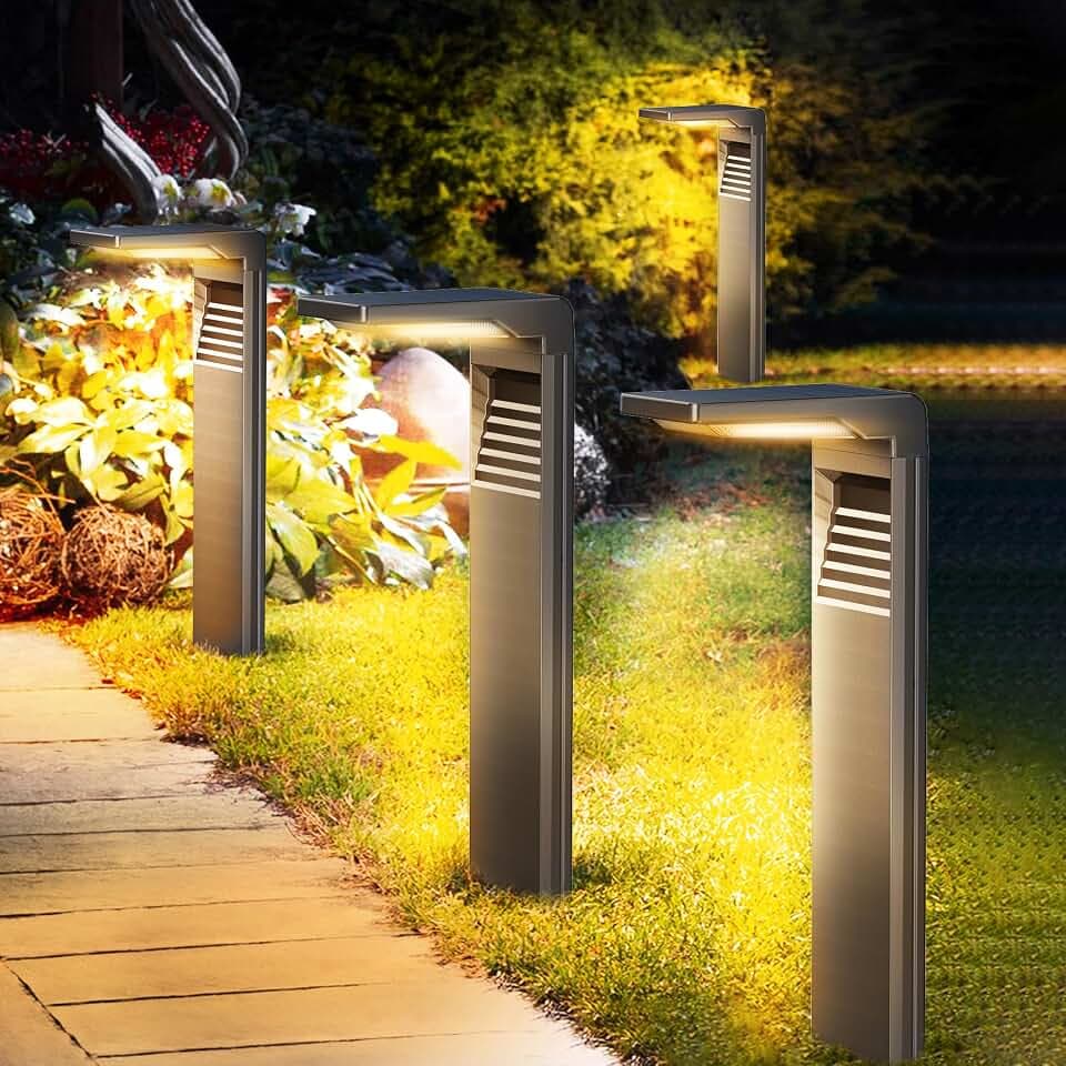 LED Solarleuchte für Außen mit 2 Helligkeitsmodi, Solar Beleuchtung Naturweiß für Weg IP64 Wasserdicht für Außen Hinterhof Garten Rasenbeleuchtung 4 Stück