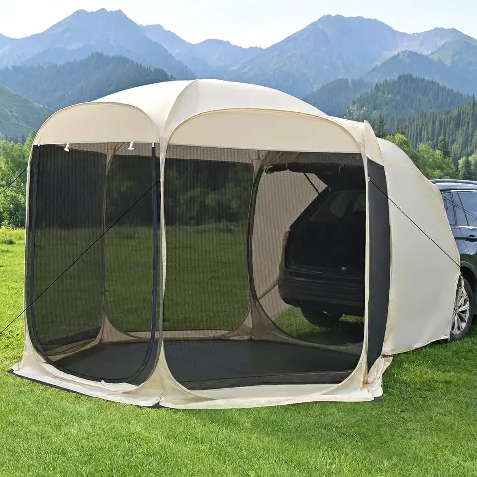 Alvantor 5 Person Pop Up SUV Tent,2 in 1 Car Tent & Camping Tent,Mosquito Screen Multi-functiona for Car SUV Van Camping,Includes Heavy Duty Tarp & Storage Bag,Quick Setup,8.6'L X8.6'W X6.7'H