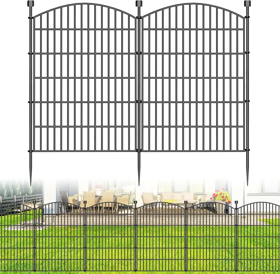 10 Panel No Dig Decorative Garden Fence 40" H x 23.6'L Outdoor Dog Barrier
