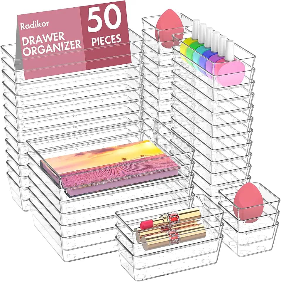 Radikor Schubladen Organizer 50-teilig, Schminktisch Organizer 4 Größen