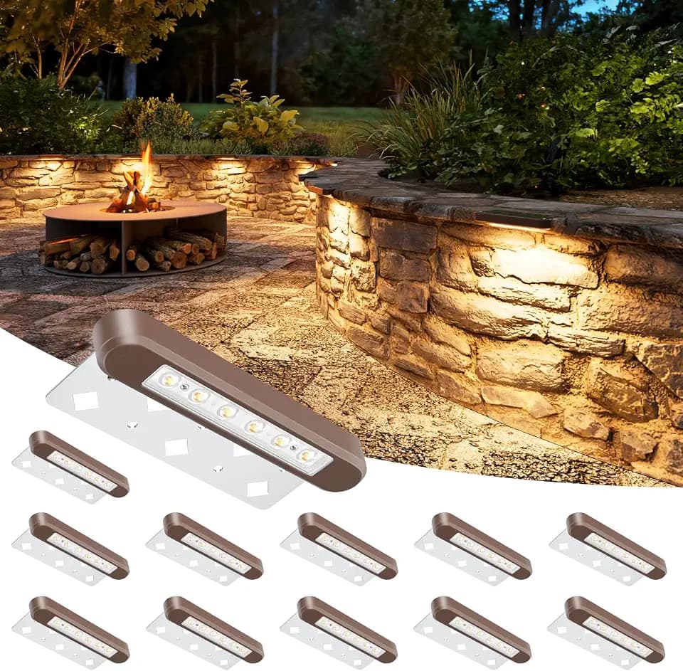 VOLISUN 7 Inch Retaining Wall Lights, 2700K Hardscape Lighting, 12 Pack