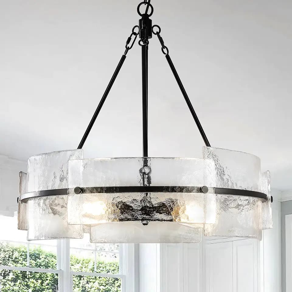 Modern Dining Room Chandelier 22" Textured Glass Chandelier