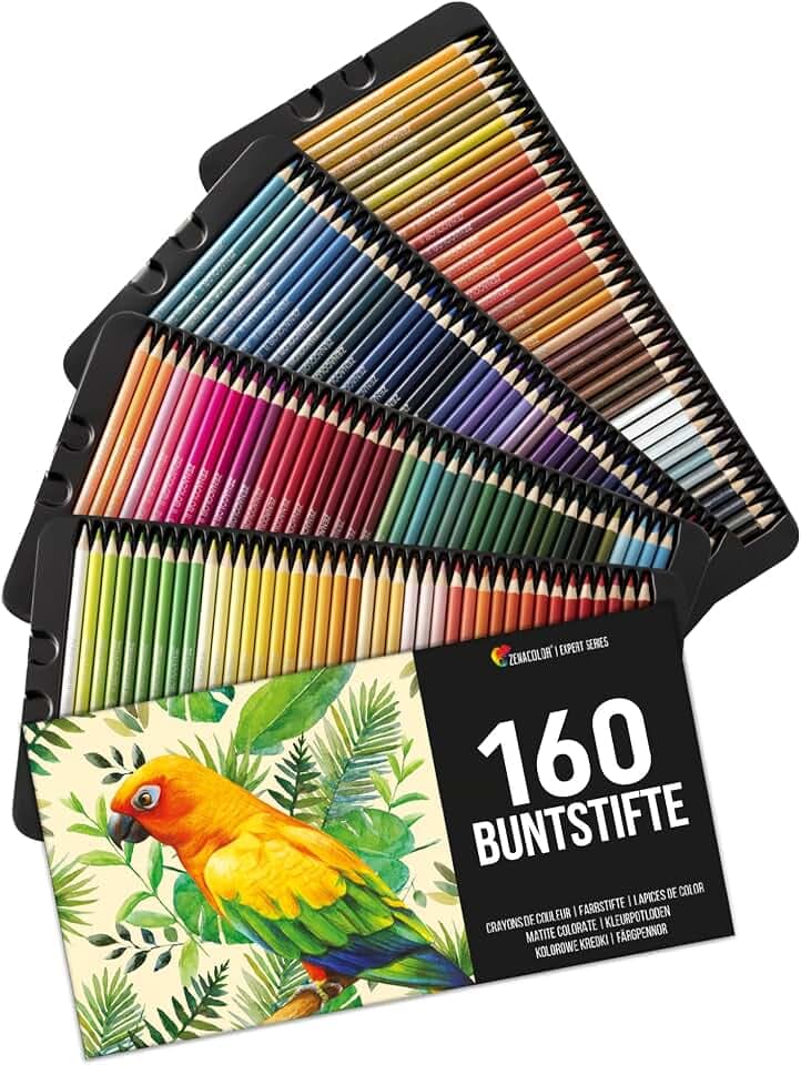 Zenacolor - 160 Buntstifte für Erwachsene und Kinder - Hochwertiges Farbstifte Set Malen, Zeichnen und Skizzieren
