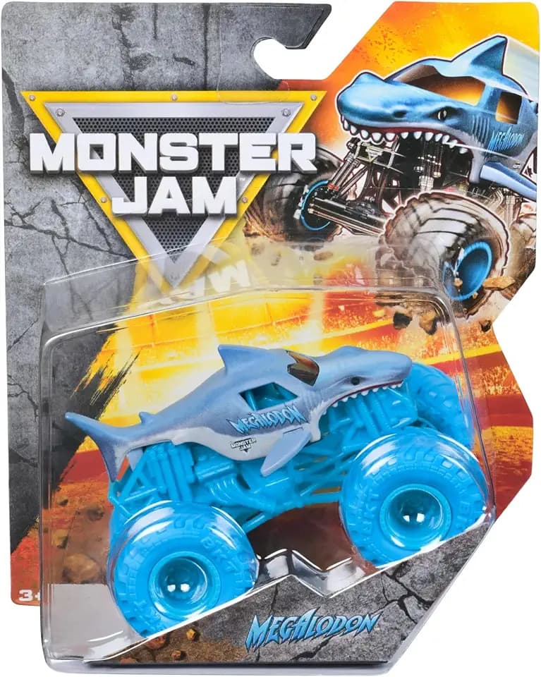 Monster Jam Megalodon Ice Edition 1:64 Scale Die-Cast Monster Truck, Authentic Official Vehicle by Spin Master