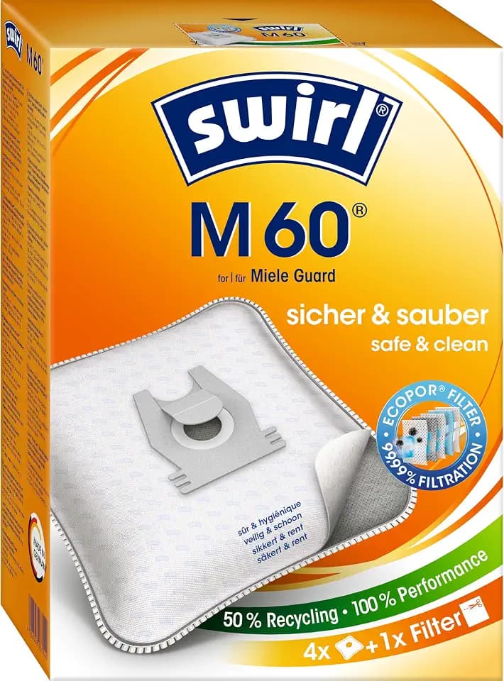 Swirl® M 60® Staubsaugerbeutel für Miele Guard L1, M1, Guard S1, 10 Beutel