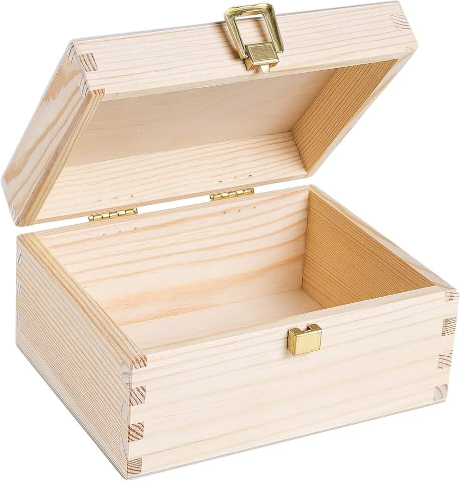 Creative Deco Kleine Holzkiste mit Deckel und Schloss | 21,5 x 13,8 x 10 cm
