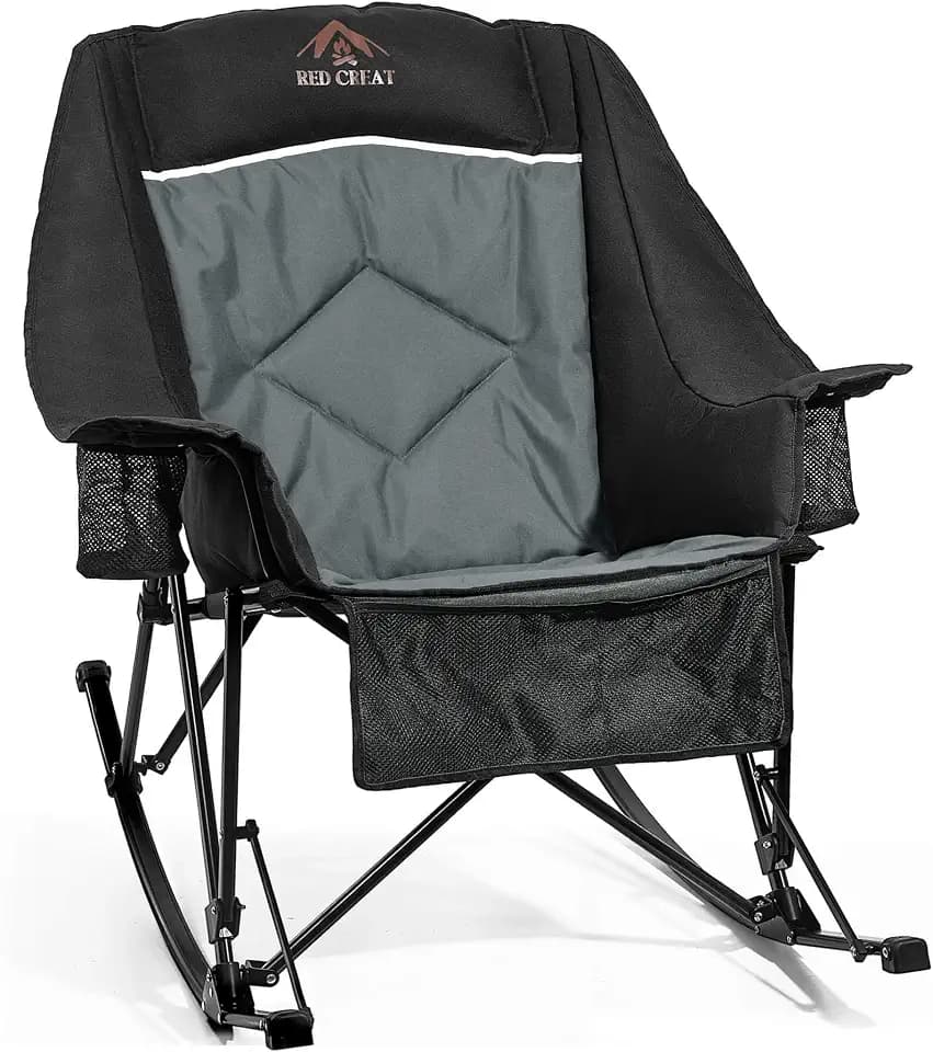 400lbs Rocking Camping Chair Oversized Folding Rocker for Adults