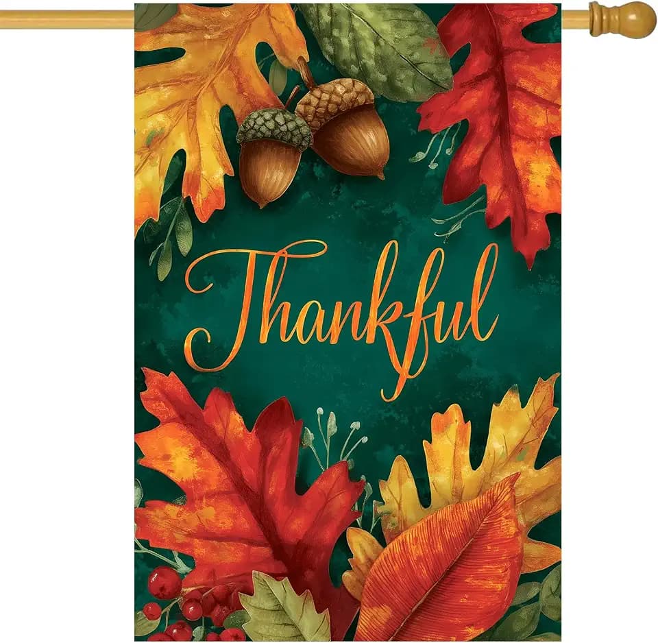 BlissYard Thanksgiving Garden Flag Maple Leaf Acorn 28x40 Inch Yard Decor