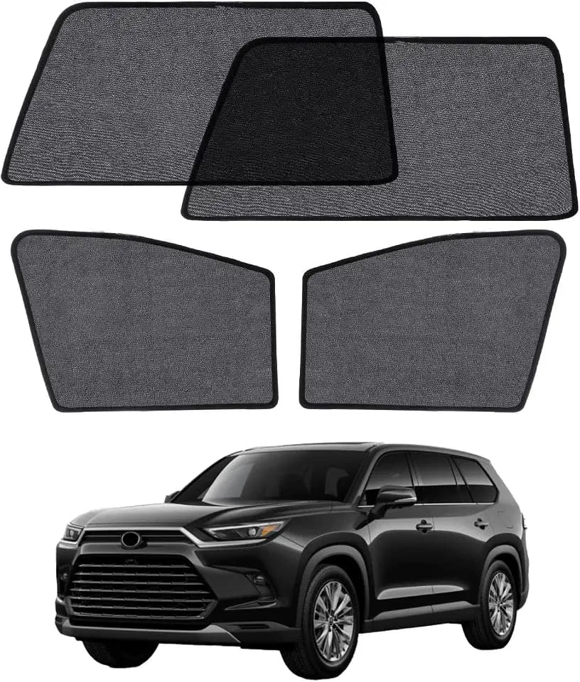 Car Window Shade for Toyota Highlander 2021-2025, 4 Pack Magnetic Mesh Sun Shades for Front & Rear Windows, UV Glare Protection & Baby Car Shade for Napping Camping Breastfeeding