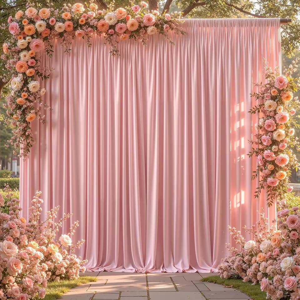 8x10FT Dusty Rose Backdrop Curtains for Wedding Parties, Wrinkle Free Polyester Photography Backdrop Drapes for Birthday Parties Baby Shower Stage Background Stand Decorations 4x10ft,2 Panels