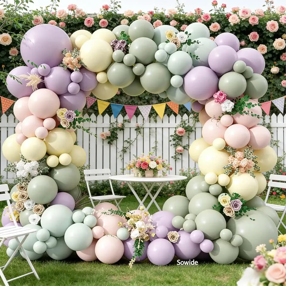 Pink Purple Green Balloon Arch Kit,122Pcs Flower Fairy Birthday Decorations