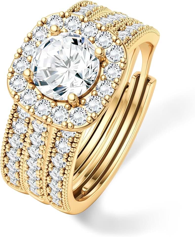 LOLIAS DREI-in-Eins Ringe Gold/Silber Wasserfest Verstellbar Ringe Damen