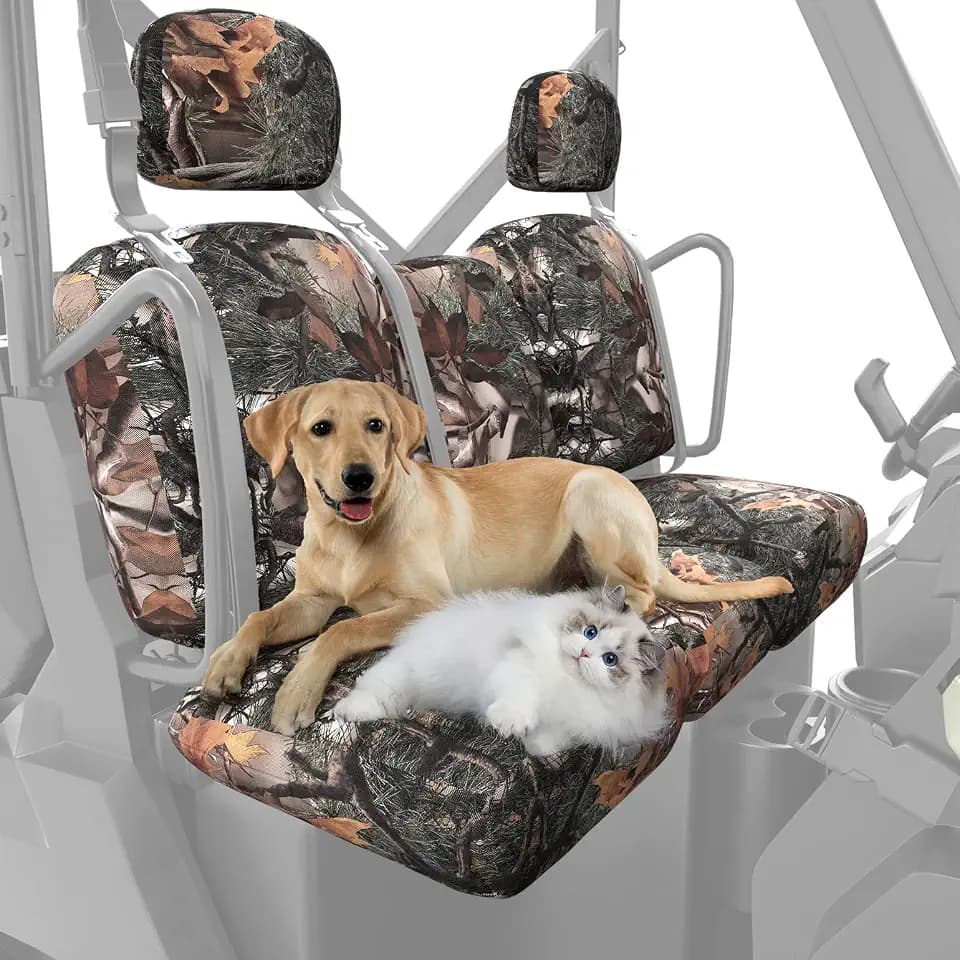 KEMIMOTO UTV Seat Covers Camo Split Bench Compatible with Can Am Defender