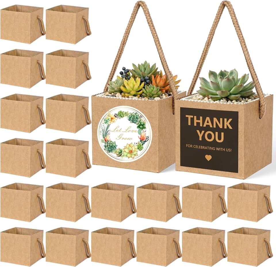 2.5 Inch Succulents Wrap Bags with Thank You & Let Love Grow Stickers
