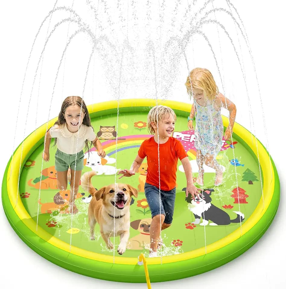 Peradix Splash Pad,Sprinkler Wasser-Spielmatte Anti-Rutsch Splash Play Matte Sommer Outdoor Garten Kinder Spielzeug Sprinklerpool für Baby Party Outdoor