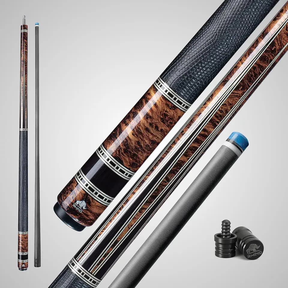 RHINO Retro Carbon Fiber Pool Cue, Low Deflection Carbon Fiber Cue