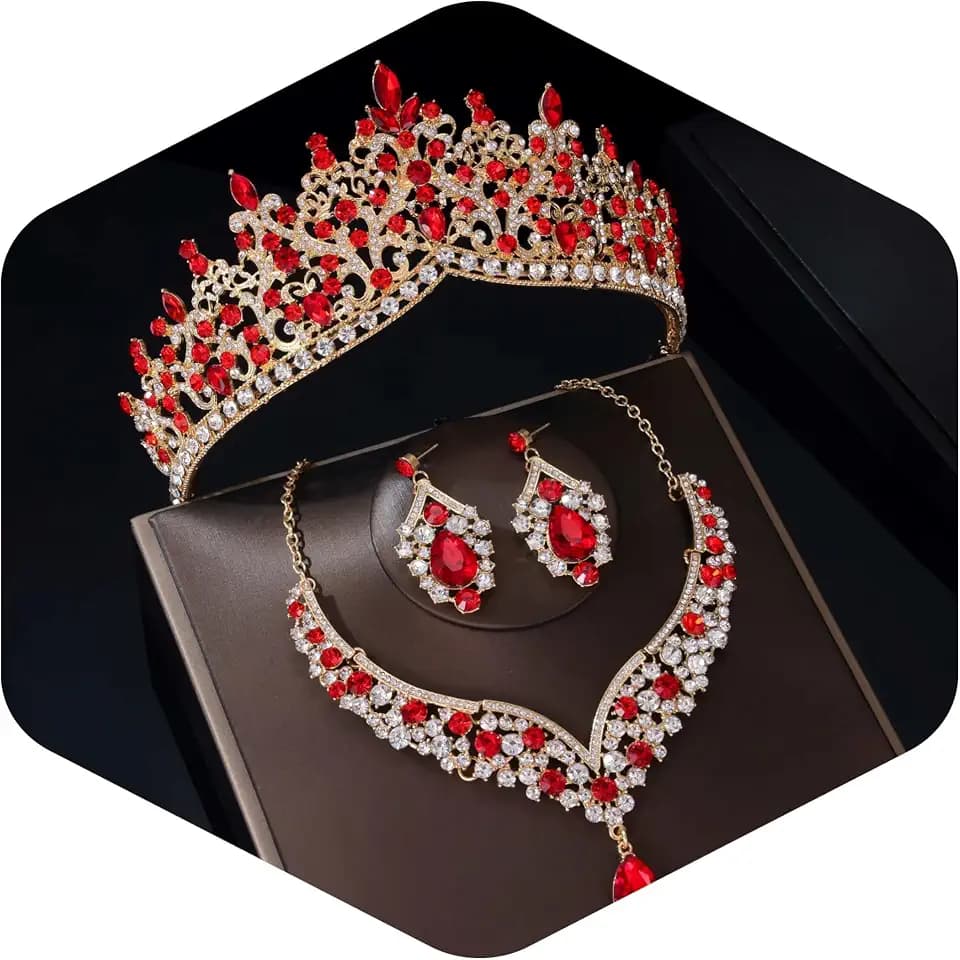 Kamirola Tiaras and Crowns for Women,Tiaras Earrings Necklace, Crystal Bridal Jewelry Set, Costume Party Halloween Prom Pageant Jewelry for Women TR80