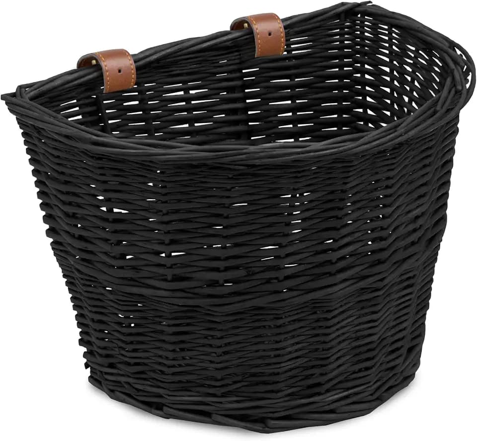 ProSource Bicycle Front Basket for All Ages, Detachable Bike Basket with Adjustable Straps, Fits Most Bikes, 15LB Capacity